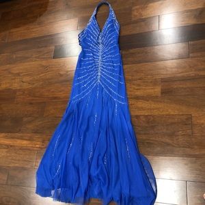 [Sean Collection] Beaded Halter Prom Dress, M